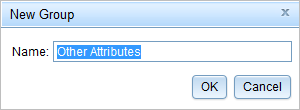 New Group dialog box with Name field New Group dialog box with Name field