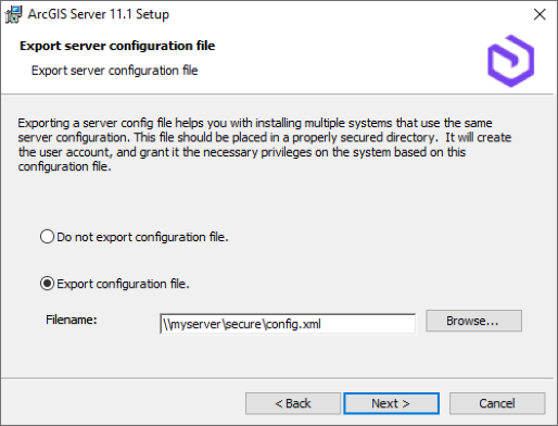 Export a server configuration file. Export a server configuration file.