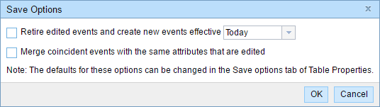 Save Options dialog box